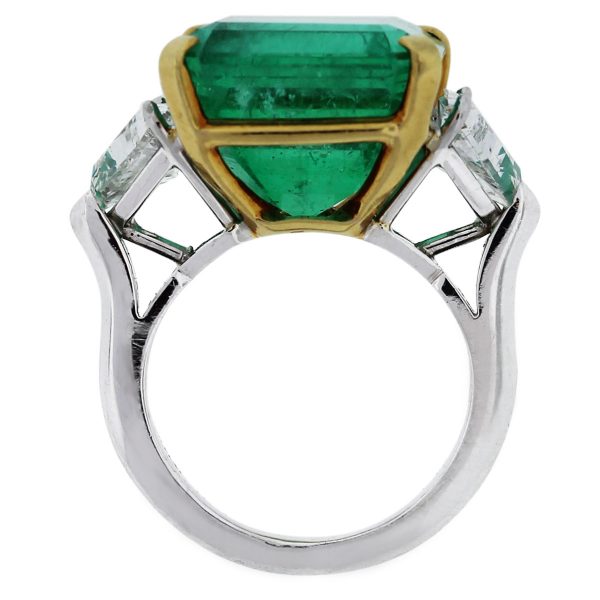 Platinum & 18k Emerald and Diamond Ring
