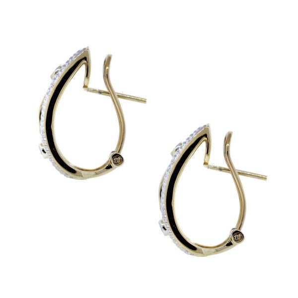 Gold Gemstone and Diamond J Hoop Earrings