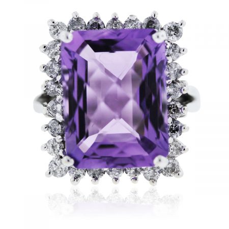 Purple Amethyst Diamond Ring