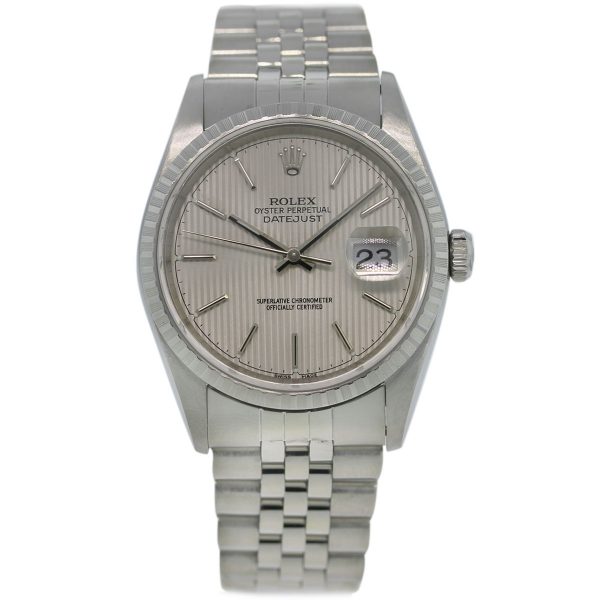 Rolex DateJust 16220 Stainless Steel Tapestry Dial Jubilee Watch full