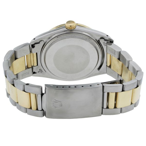 Rolex DateJust 16013 Diamond Bezel Silver Roman Dial Two Tone Watch closed clasp