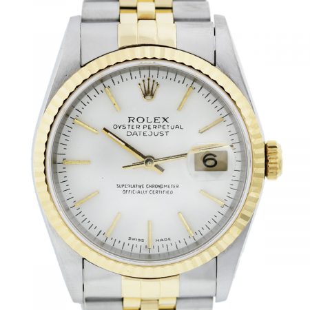 Rolex DateJust 16233 Two Tone White Dial Men's Jubilee Watch