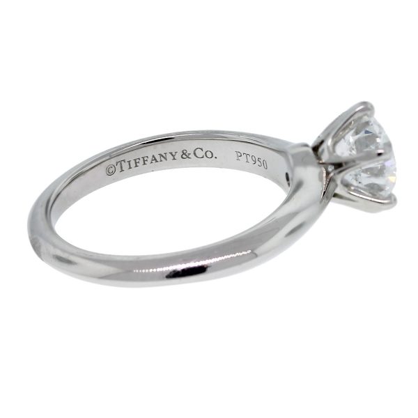 Tiffany and Co. Round Brilliant Diamond Platinum Engagement Ring side