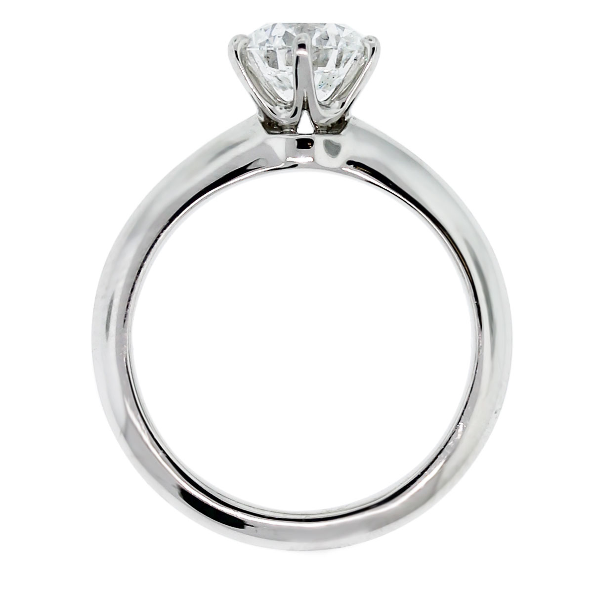 Tiffany And Co Round Brilliant Diamond Platinum Engagement Ring   Tiffany Co Engagement Ring Top View 