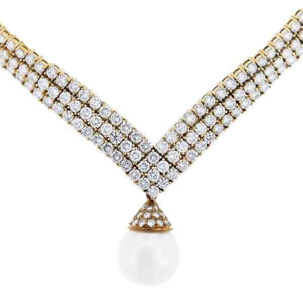 pearl diamond drop necklace