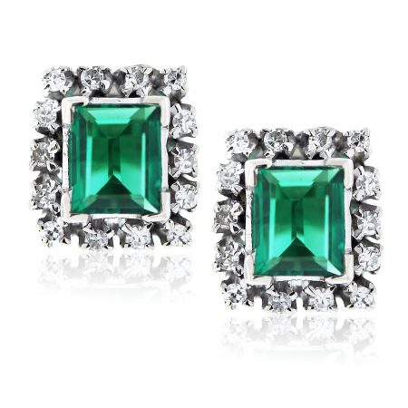emerald diamond studs