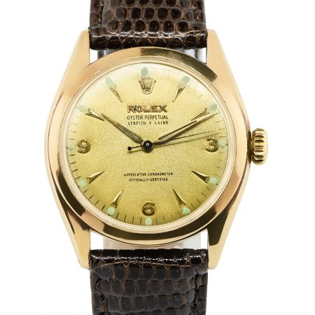 Vintage Rolex 6084 14k Yellow Gold Champagne Dial Watch