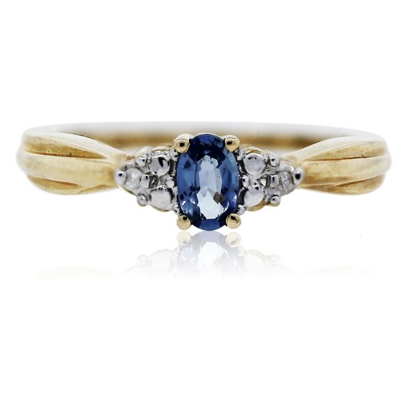 You are viewing this Yellow Gold Tanzanite and Diamond Ring!