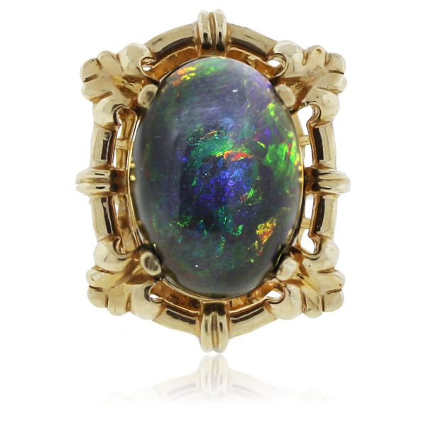 You are veiwing this yellow gold black opal cocktail ring!