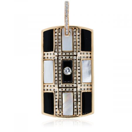 You are viewing this Rose Gold Diamond and Gemstone Dog Tag!