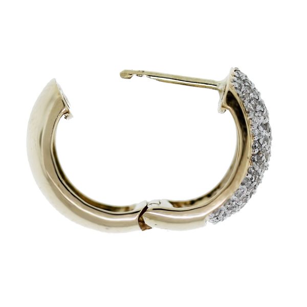 14kt Yellow Gold Diamond Huggie Earrings Open Clasp