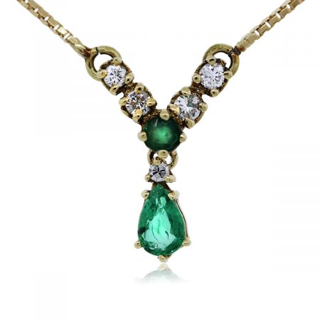You are Viewing this Pear Shaped Emerald and Diamond Necklace !!
