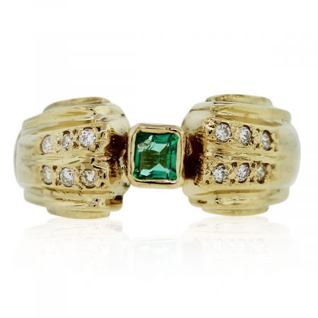 14kt Gold Emerald and Diamond Ring