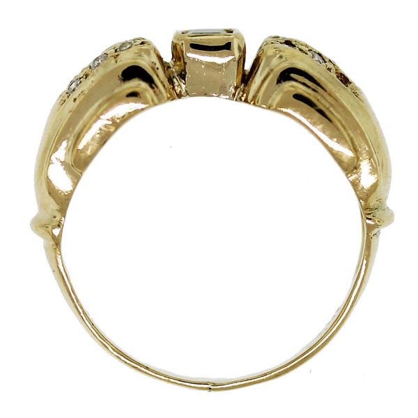 14kt Yellow Gold Diamond & Princess Cut Emerald Ring