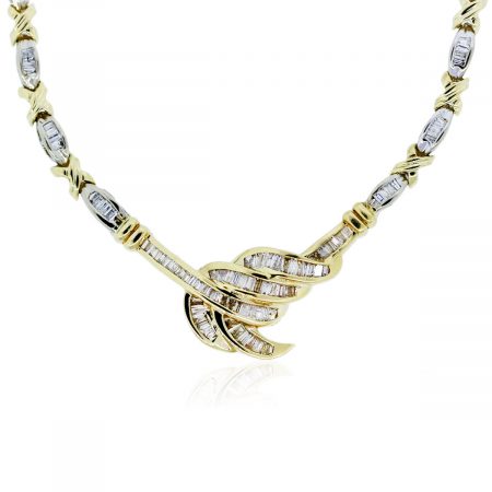 You are vieiwng this two tone baguette diamond necklace!