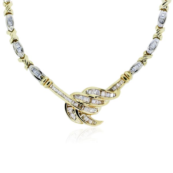 You are vieiwng this two tone baguette diamond necklace!