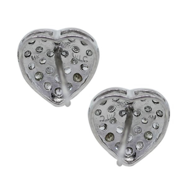 Pave Set Diamond Heart Earrings