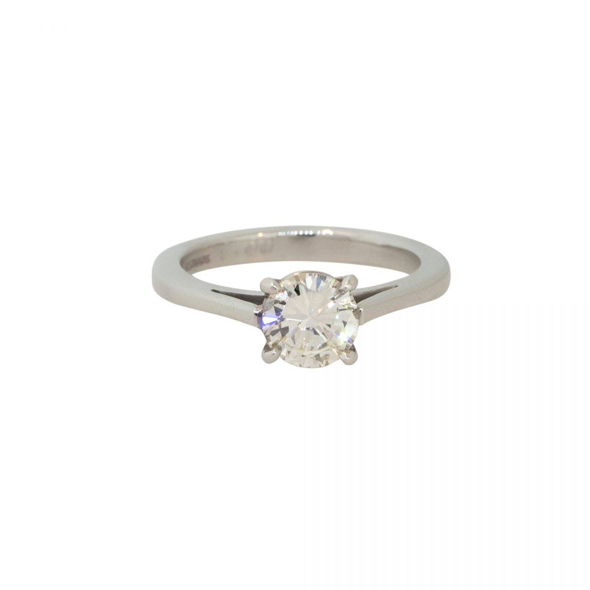 GIA Certified Platinum  1.00ct Round Brilliant Diamond Engagement Ring