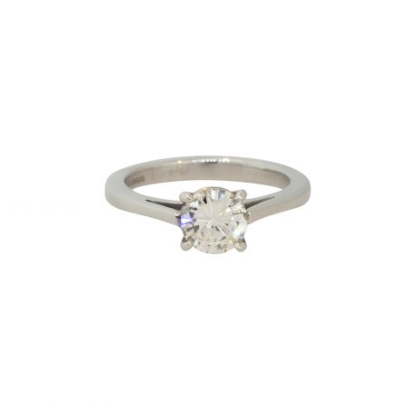GIA Certified Platinum  1.00ct Round Brilliant Diamond Engagement Ring