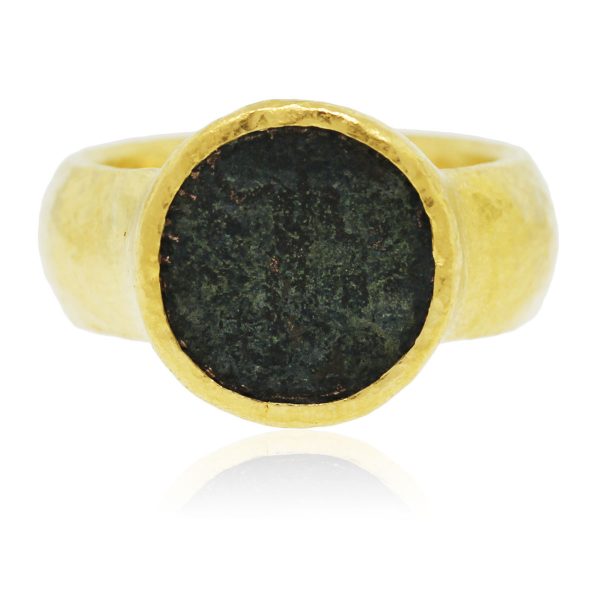 You are viewing this Yellow Gold Artisanal Greek Coin Ring!