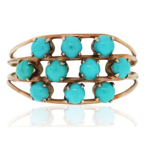 14k Rose Gold Multi Turquoise Cocktail Ring