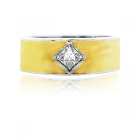 You are viewing this Platinum, Yellow Gold Inlay and Diamond Ring!