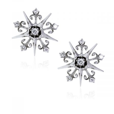 You are viewing these Snow Flake 14K White Gold, Diamonds Screw Back Ear Clips!