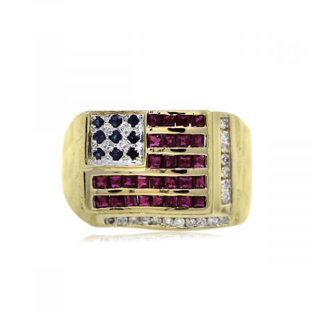 You are Viewing this Sapphire, Ruby and Diamond American Flag Ring!