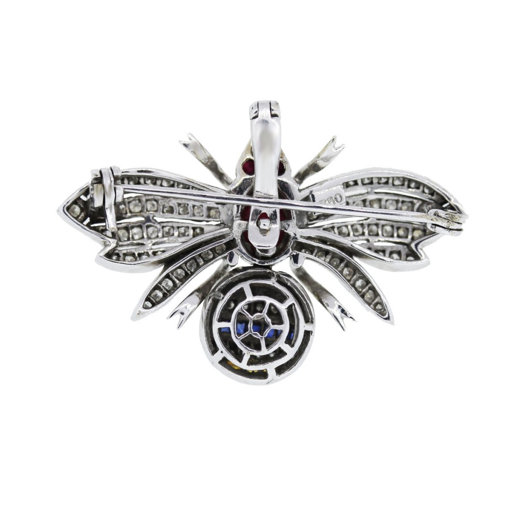 White Gold and Diamonds Bee Pin