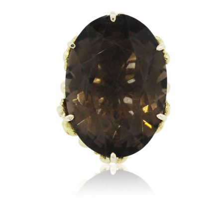You are viewing this Yellow Gold Smokey Quartz Ring!