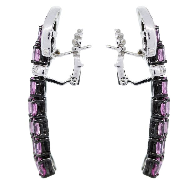 White Gold Pink Sapphire Earrings