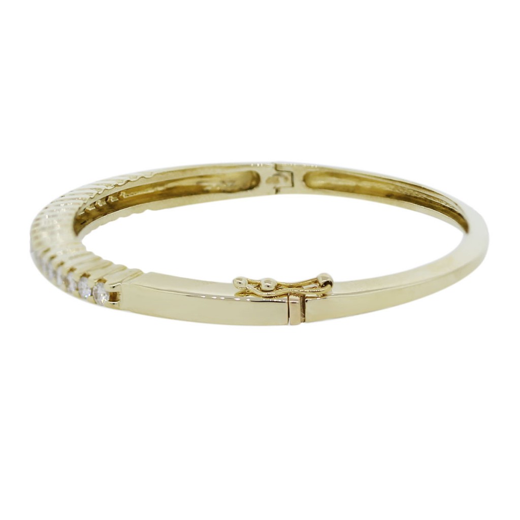 14k Yellow Gold and Diamond Bangle Bracelet - Boca Raton