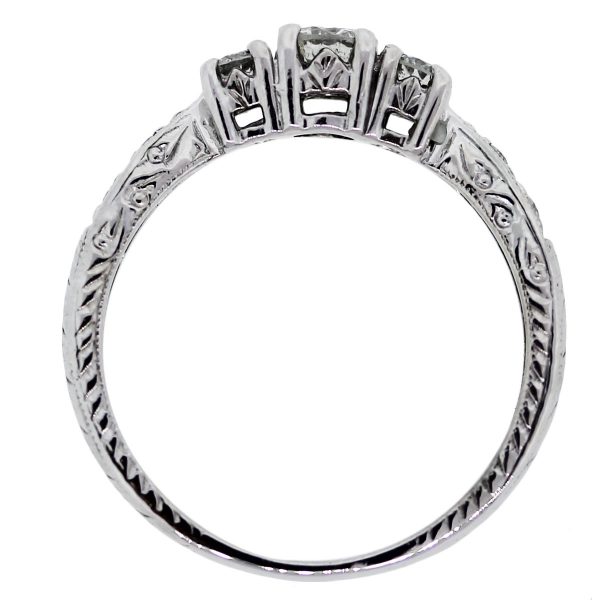 Three Stone Gold Diamond Engagement Ring