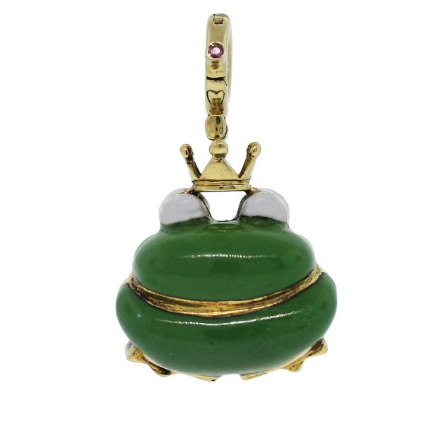 This 14kt Yellow Gold Enamel Frog Charm Pendant is super cute!