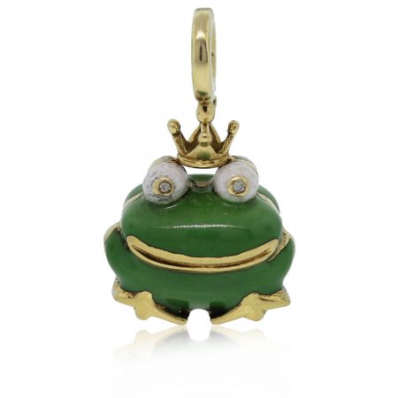 Check out this 14kt Yellow Gold Enamel Frog Charm Pendant