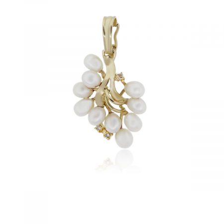 You are viewing this 14K Yellow Gold Multi Pearl with Diamonds Slide Pendant!