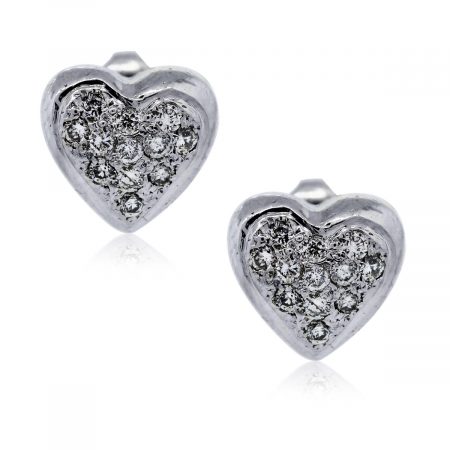 You are viewing these White Gold Diamond Heart Stud Earrings!