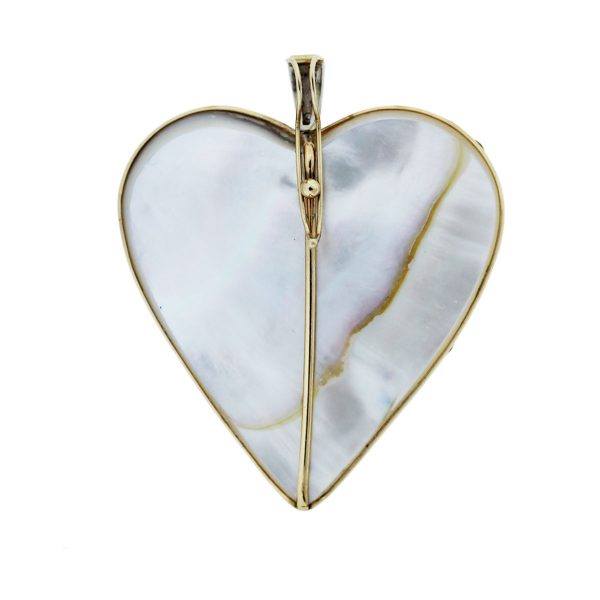 Yellow Gold Pearl Heart Pendant