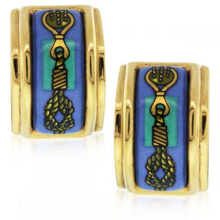 These Hermes Twisted Rope Enamel Gold Plated Earrings are beautiful