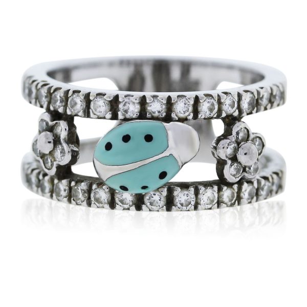 You are viewing this 18k White Gold Aaron Basha Diamonds Ladybug Ring!