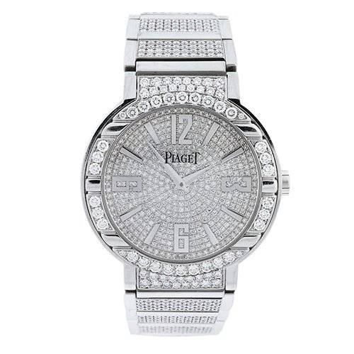 Piaget 18k White Gold All Diamond Polo 27705 Automatic Watch