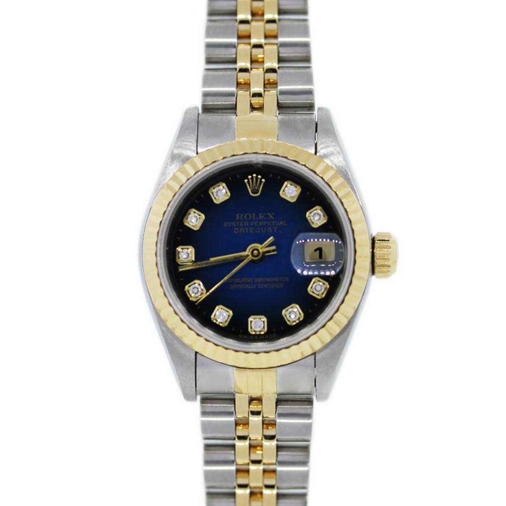 Rolex Datejust 69173 Two Tone Blue Dial Ladies Watch-Boca Raton