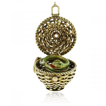 You are viewing this Yellow Gold Snake and Basket Pendant!