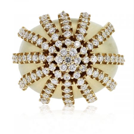 This 14kt Yellow Gold Satin Finish Diamond Starburst Ring is beautiful!