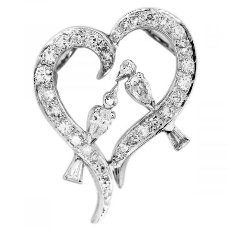 You are viewing this Love Birds 18k White Gold Diamond Heart Slide Pendant!