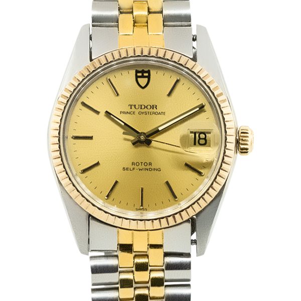 Rolex Tudor Oyster Date Prince 75203 Two Tone Quickset Mens Watch