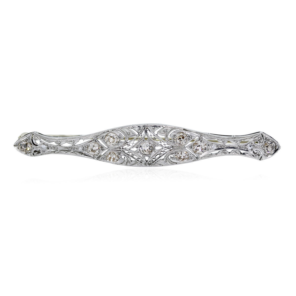 You are viewing this Platinum and White Diamond Vintage Pin!