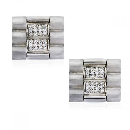 You are viewing these 14K White Gold and Diamond Mens Cufflinks!