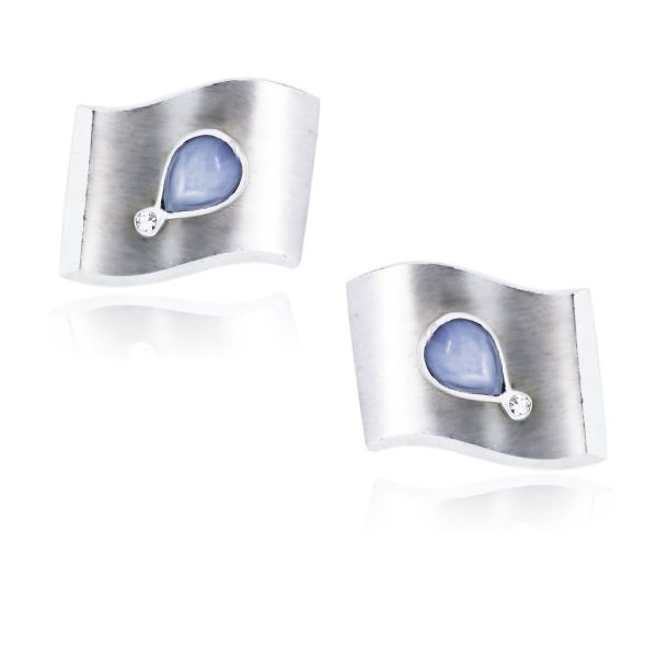 You are viewing these 14K White Gold Pear Shaped Star Sapphire and Diamond Mens Cufflinks!