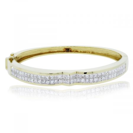 You are viewing this 18kt Yellow Gold Princess Cut Diamond Bangle Bracelet!